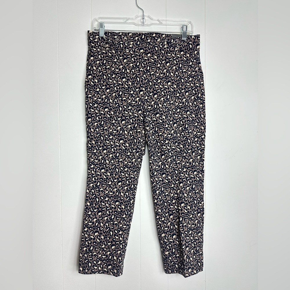 NWT Rafaella Sz 8 Leopard Print brown capri stretch waistband pants Stretch